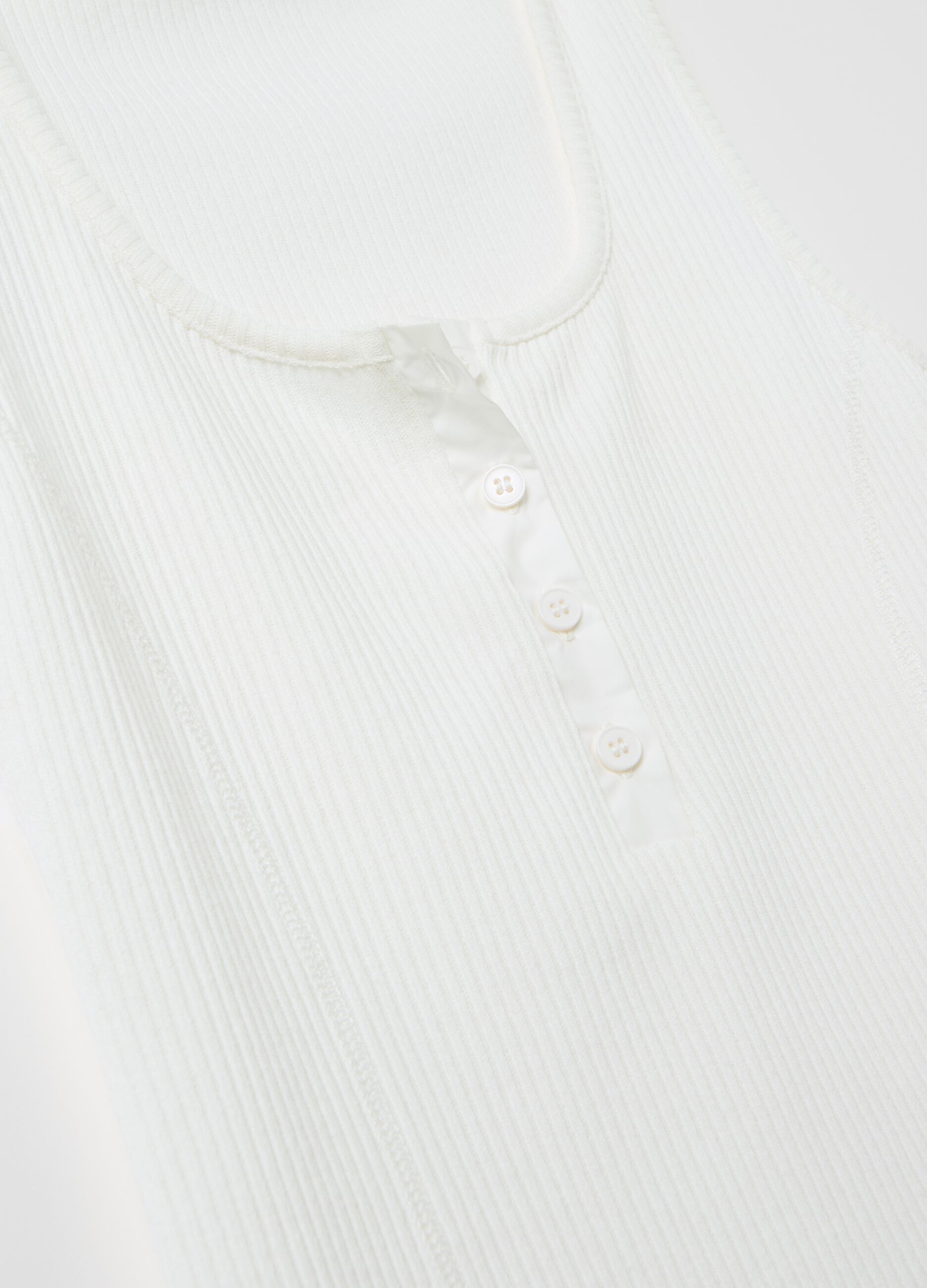Ribbed tank top with granddad neckline