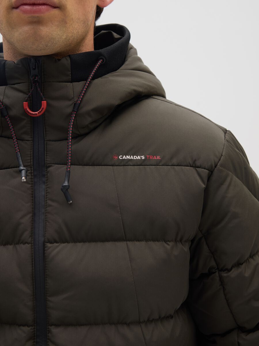 Regular fit green padded jacket with zip_3