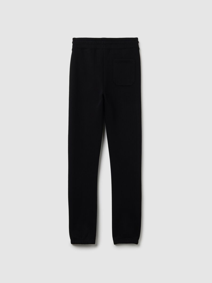 Children's Black Cotton Blend Jogger Trousers Regular Fit Chicago Bulls_4