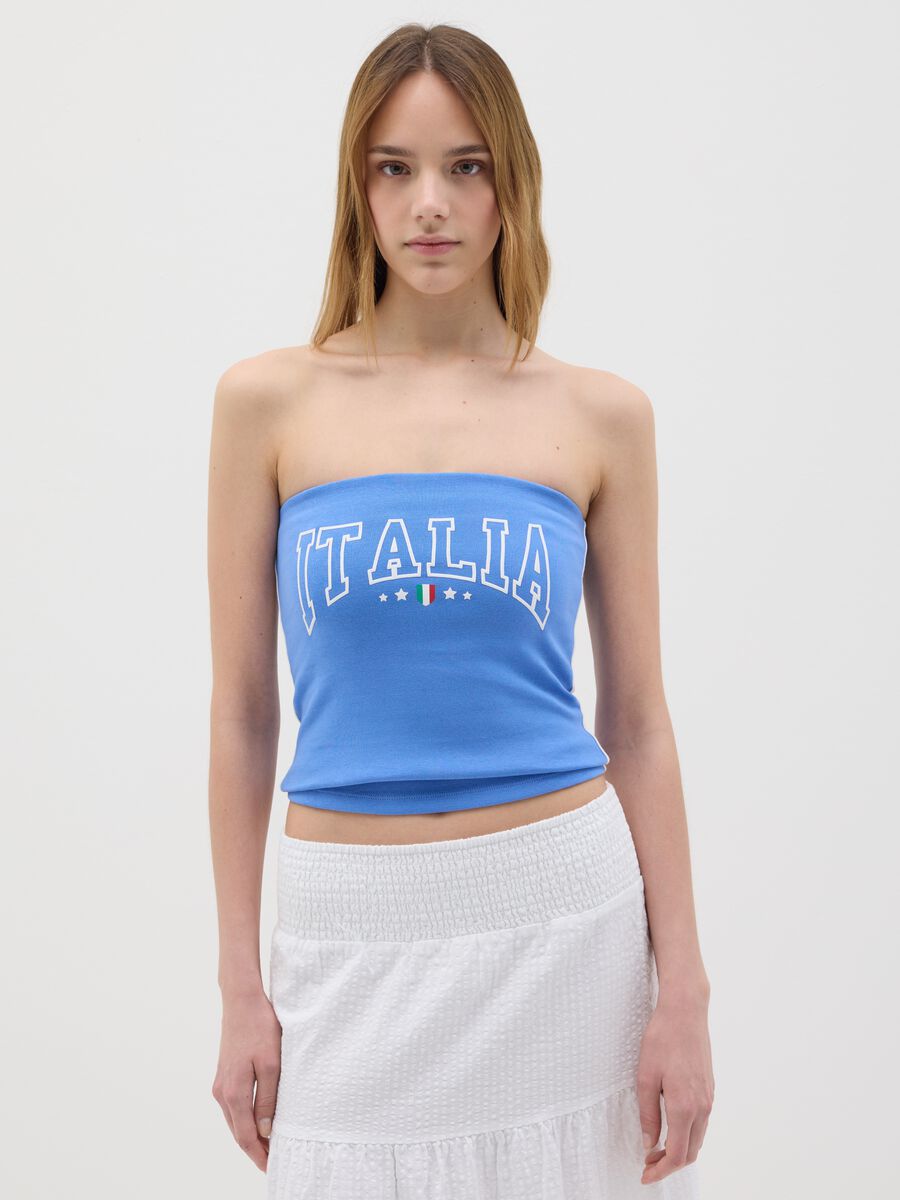 Women's light blue fitted vest top in stretch cotton_0