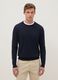 Blue crew neck pullover in cotton blend regular fit_0