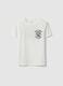 T-shirt in cotone elasticizzato bianco da bambino oversize fit con logo_0