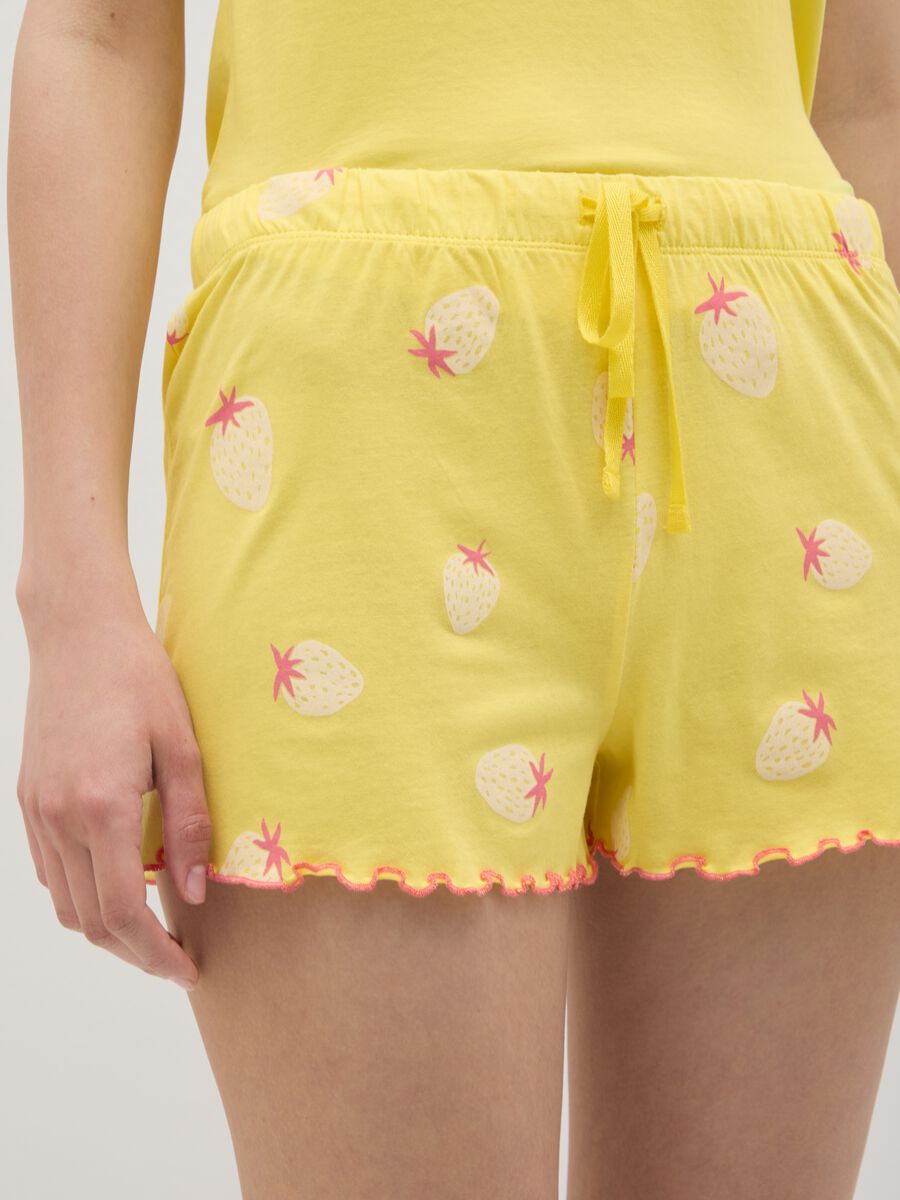 Women's Yellow Pure Cotton Shorts_3