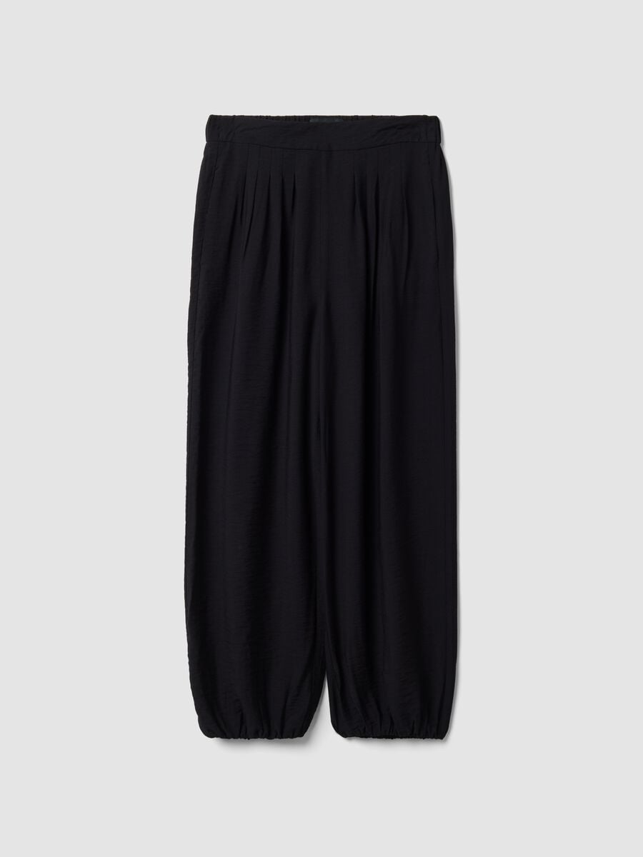 Black relaxed-fit viscose-blend trousers_0