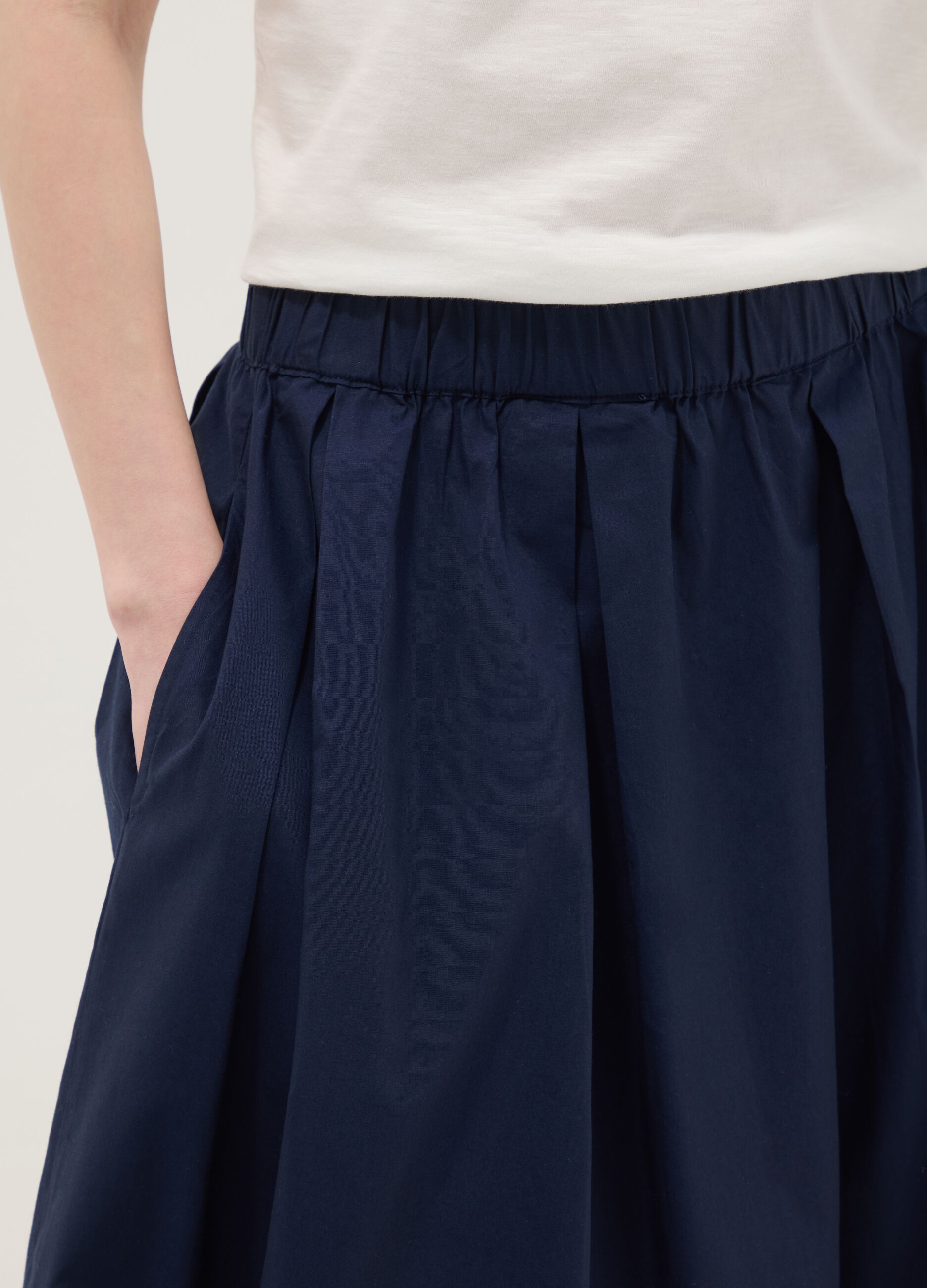 Blue pure cotton midi skirt
