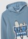 Regular Fit Blue Cotton Blend Kids' Sweatshirt with Snoopy Print_2
