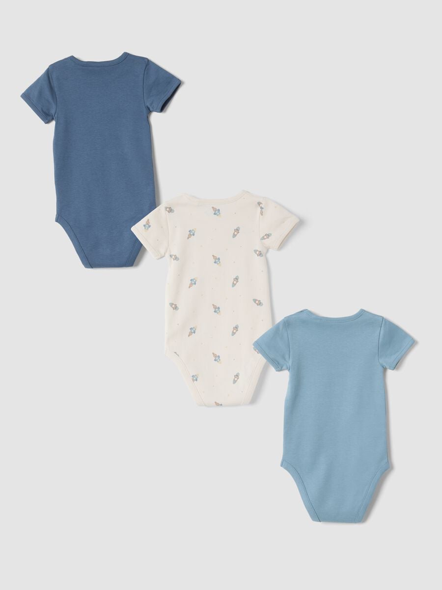 3-pack organic cotton crew-neck bodysuits in sugar paper blue, ivory white and light blue_1