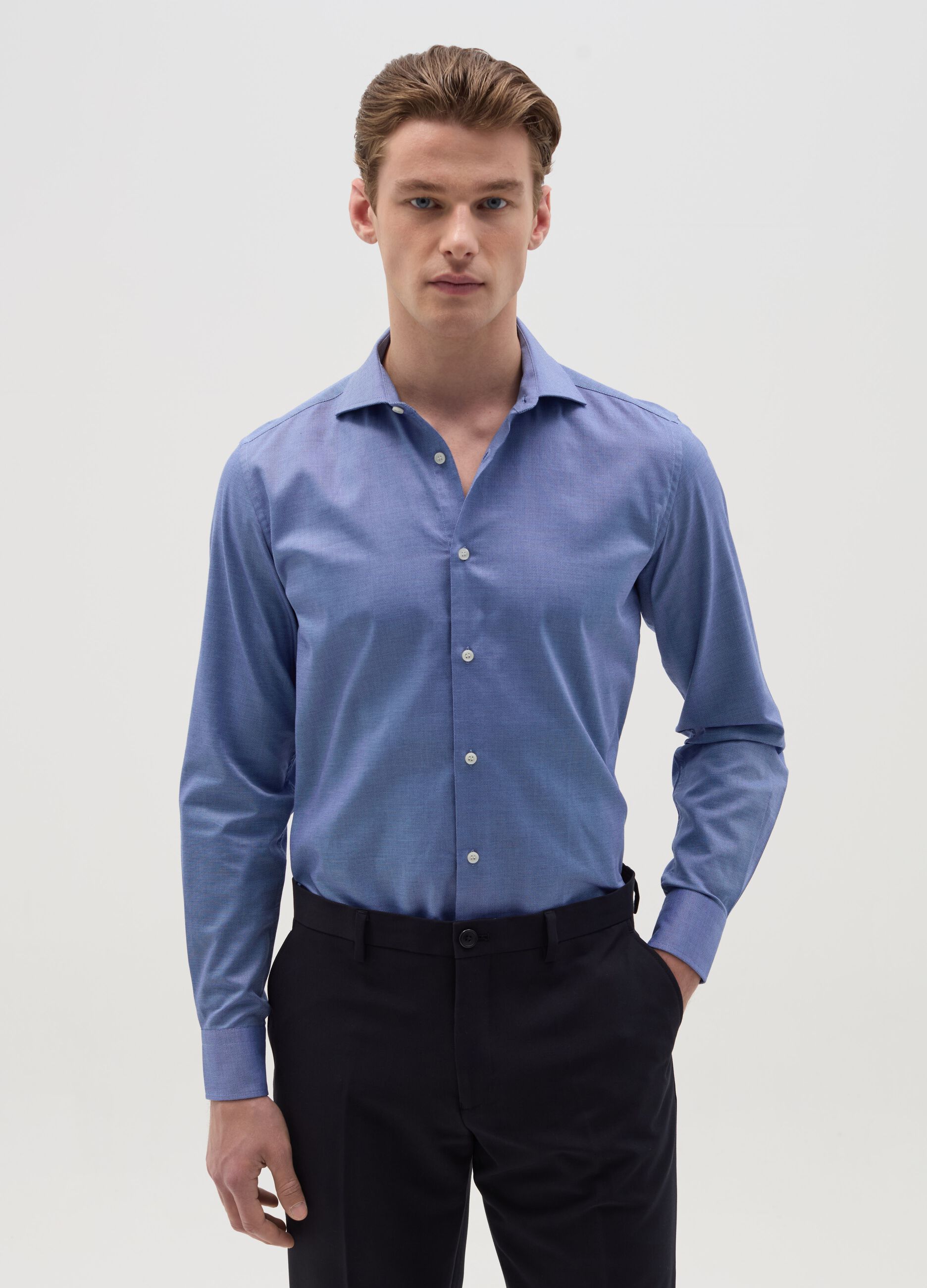 Slim-fit easy-iron shirt in Oxford cotton