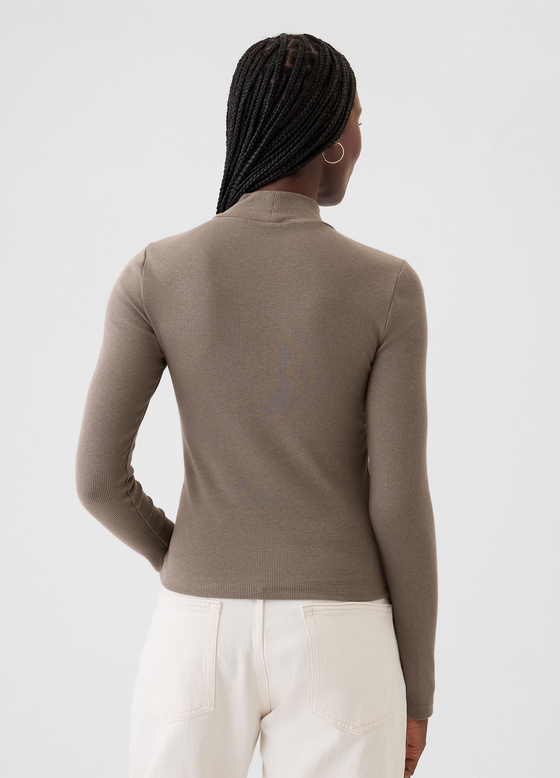 Ribbed T-shirt in stretch modal and cotton