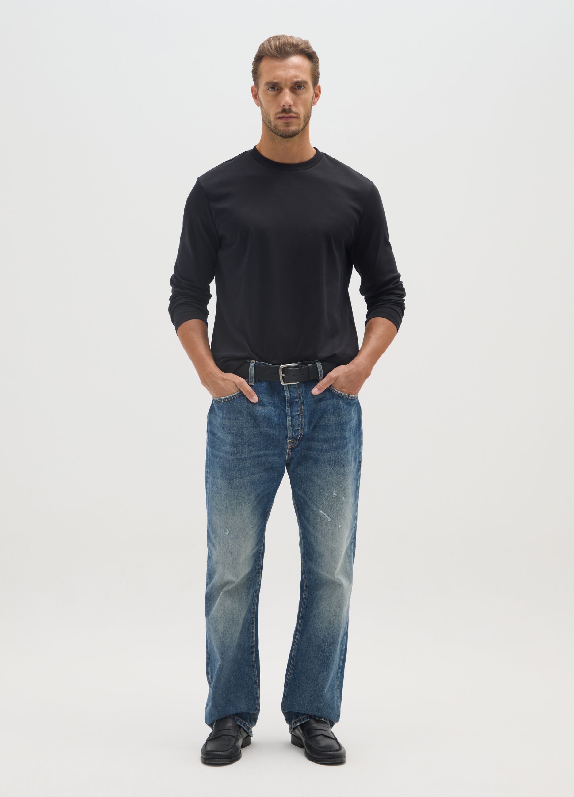 Black pure cotton sweater regular fit