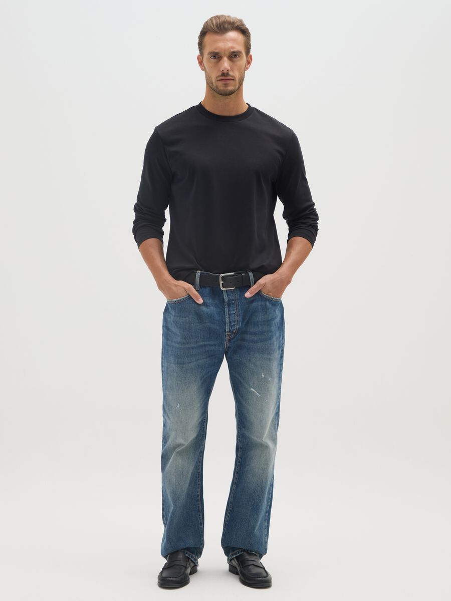 Maglia in puro cotone nera regular fit_1