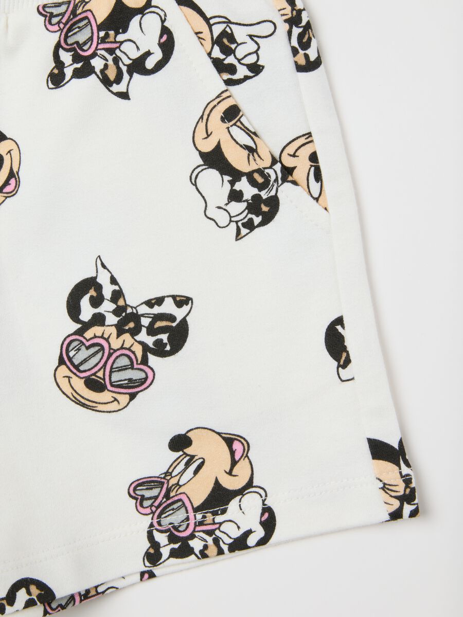 Girls' white cotton shorts regular fit with print_2