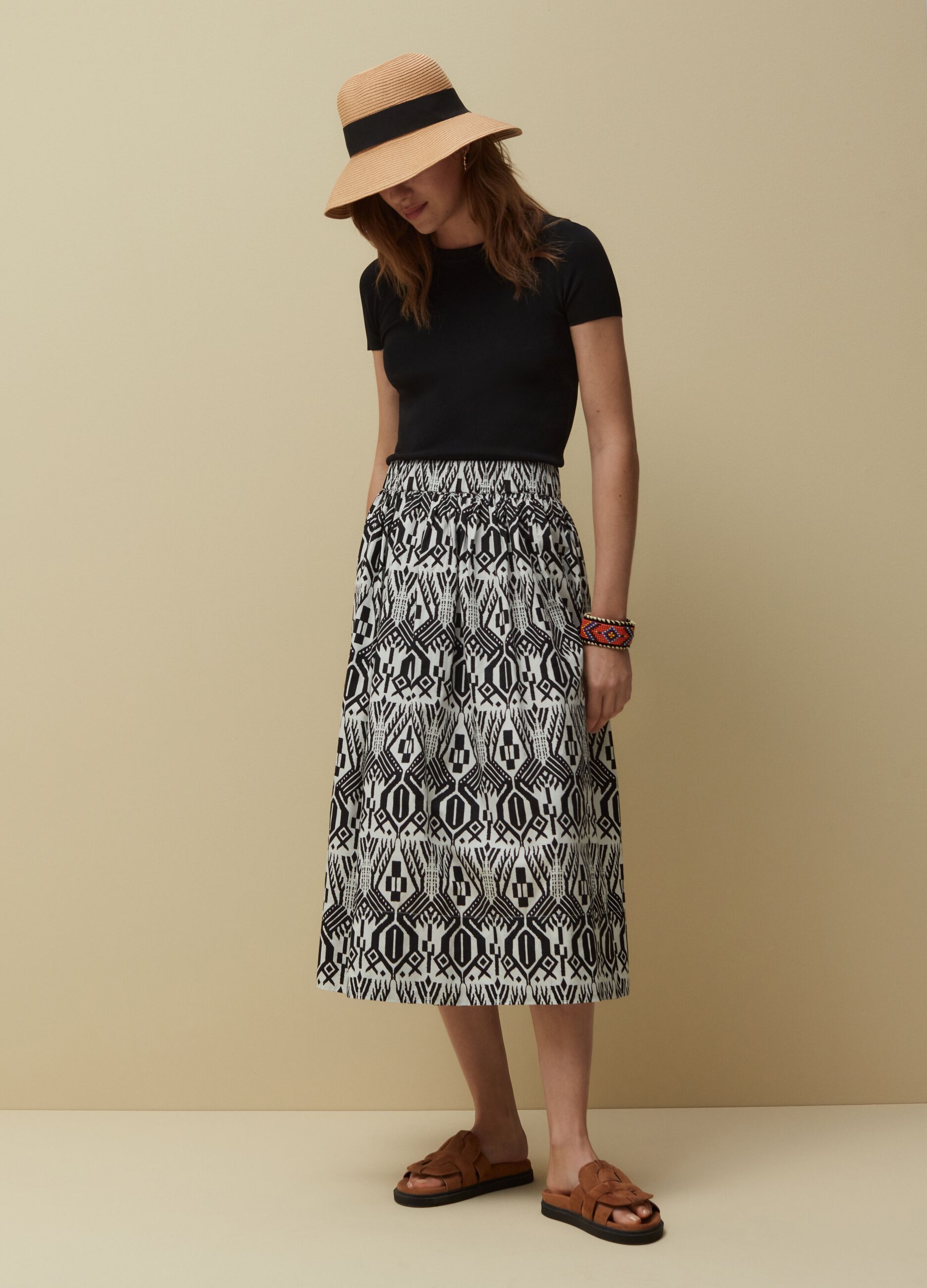 Cotton skirt with heritage print