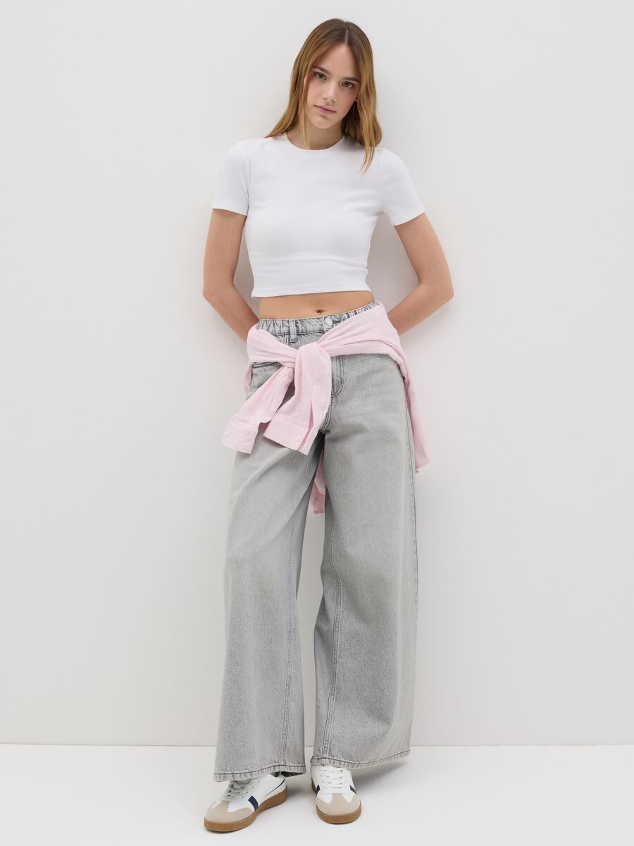 B.Angel Grey Wide Cotton Jeans_0