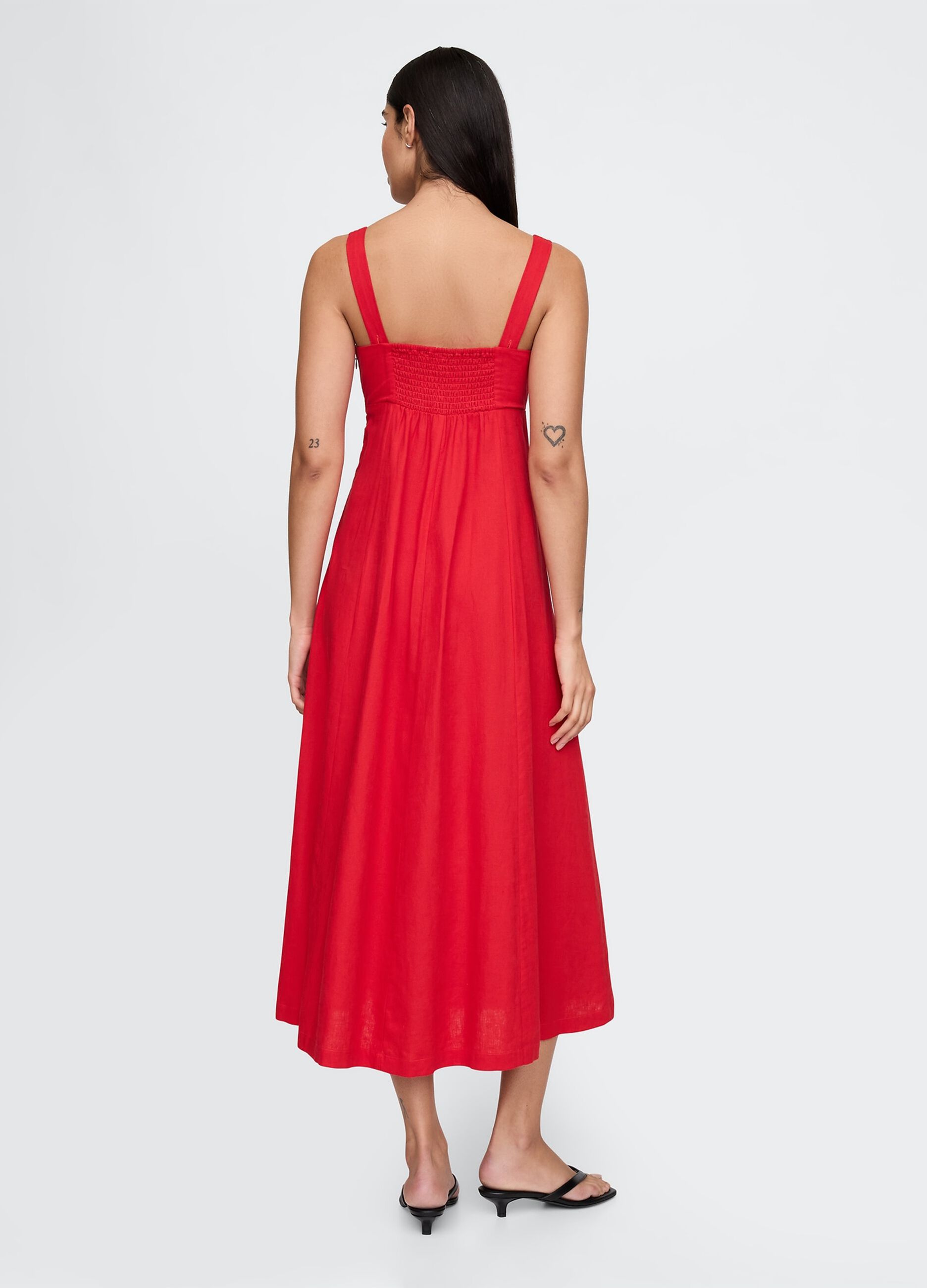 Gap Red Long Linen and Viscose Dress