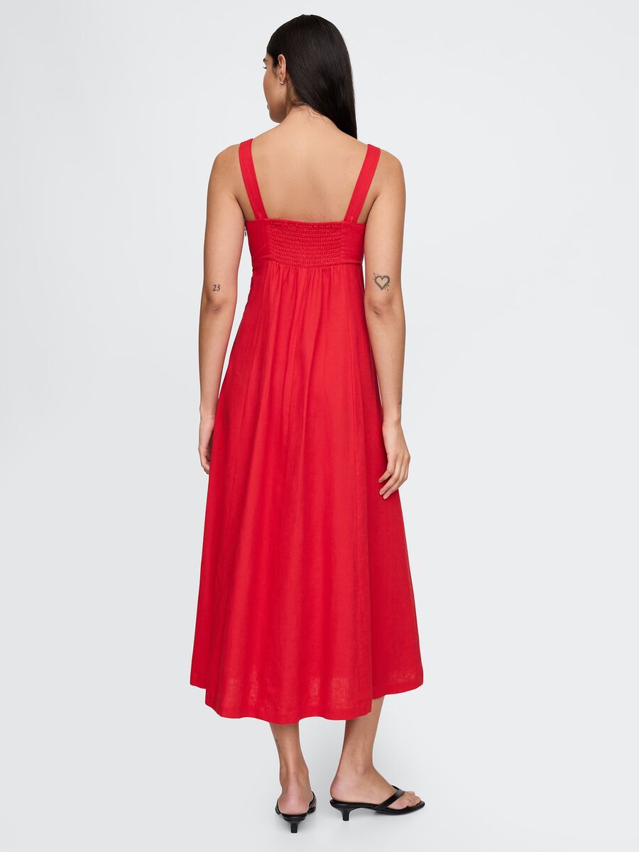Gap Red Long Linen and Viscose Dress_2