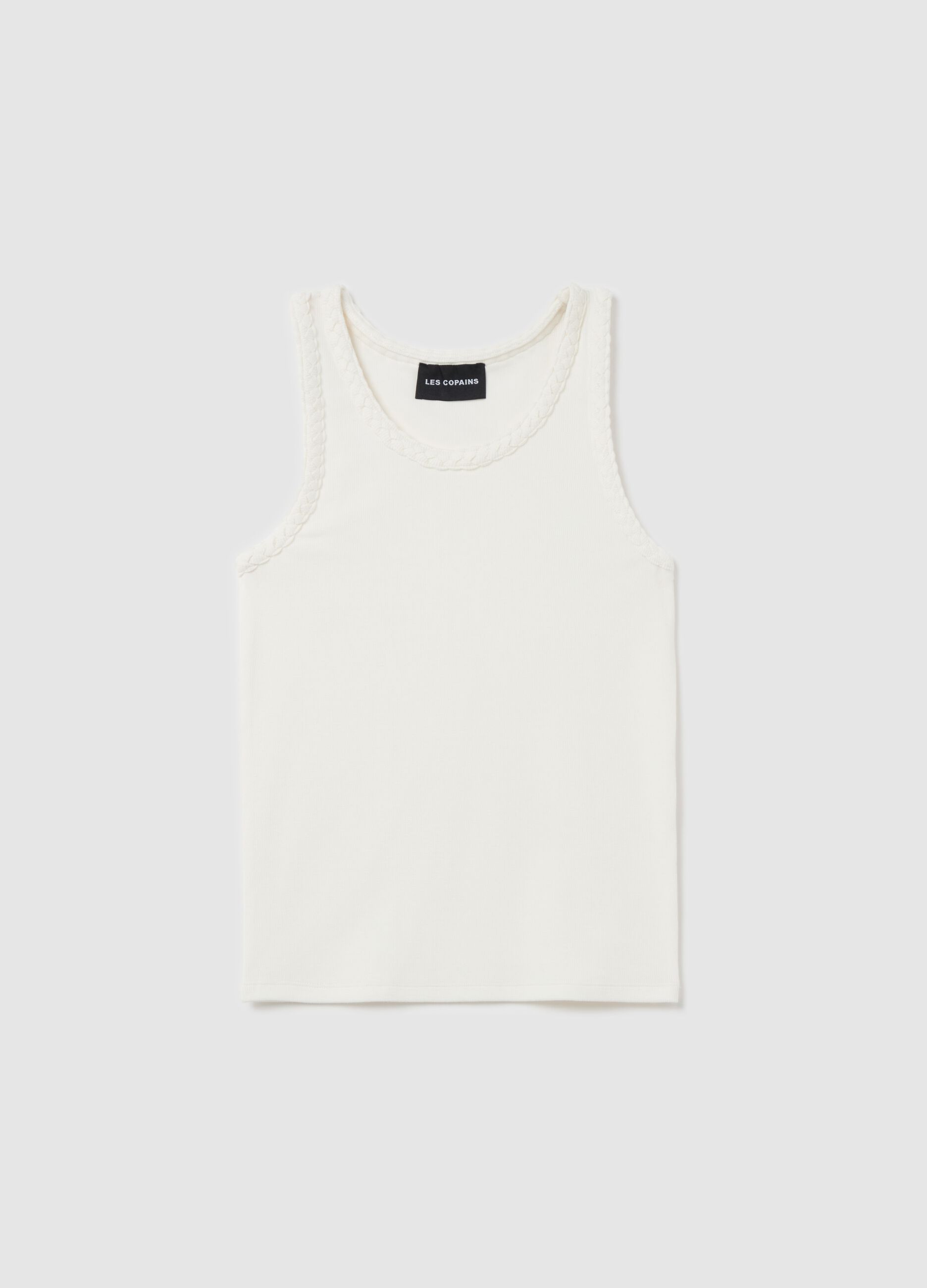 Tank top a costine con profili intrecciati