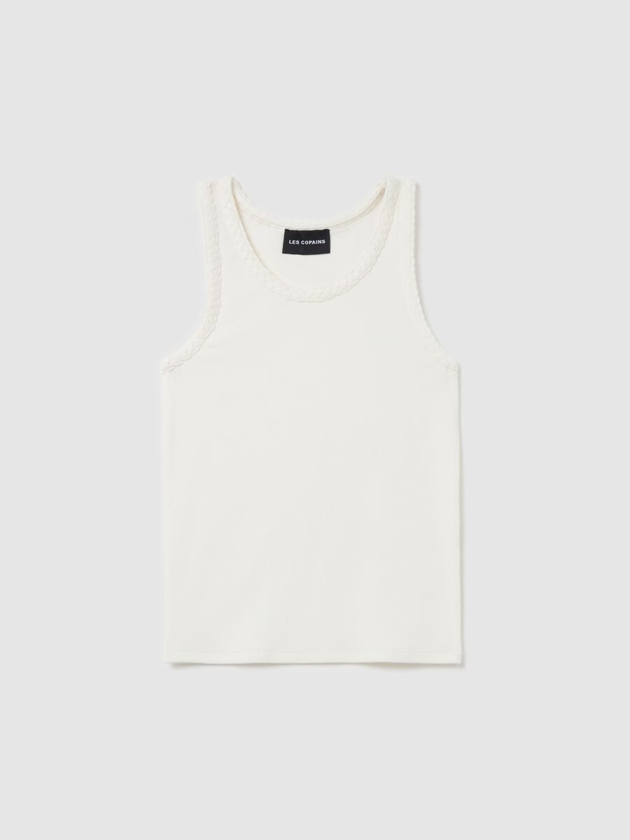 Ribbed tank top with braided trims_4