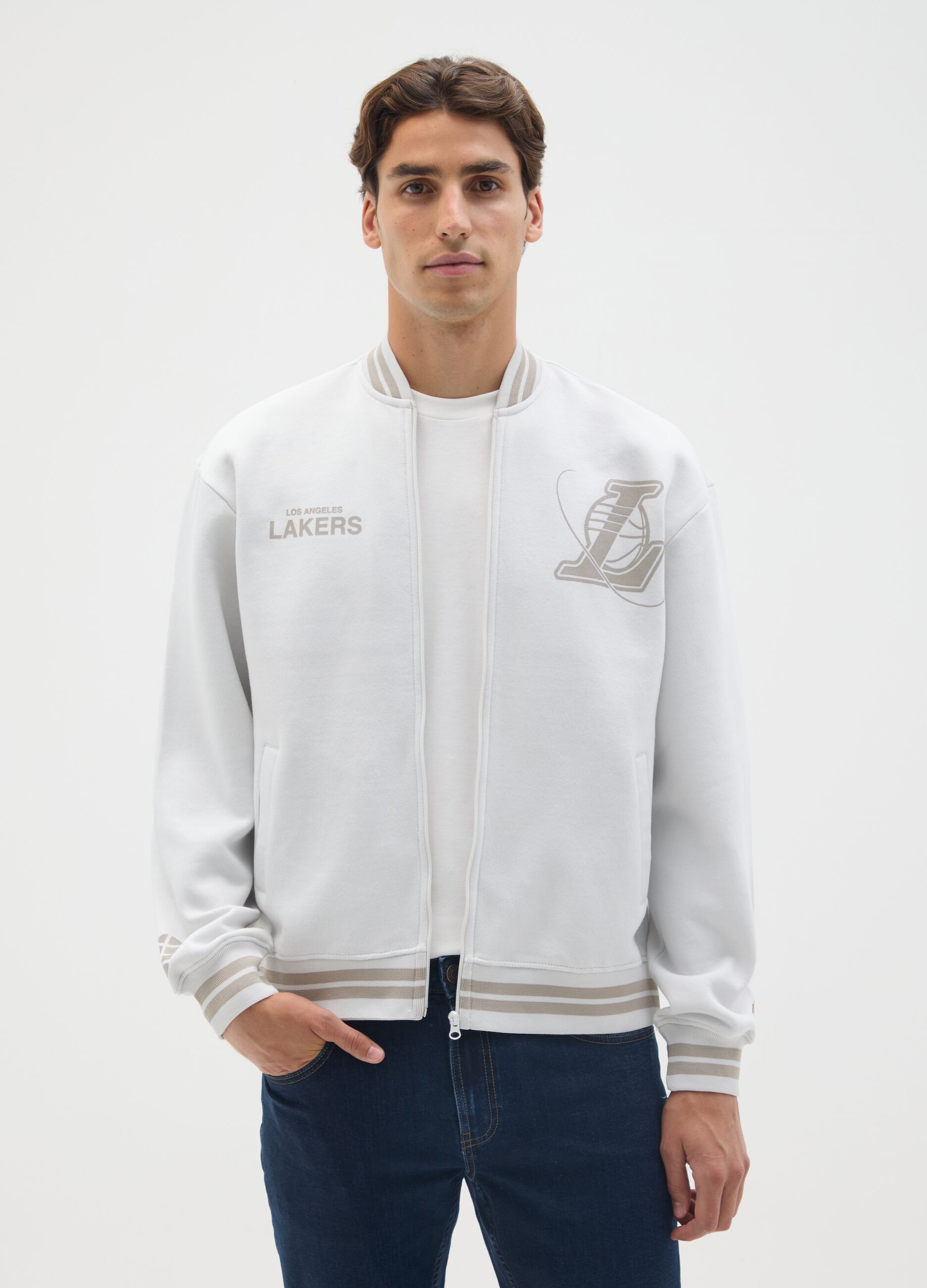 Multicolour Cotton Blend Lakers Bomber Jacket