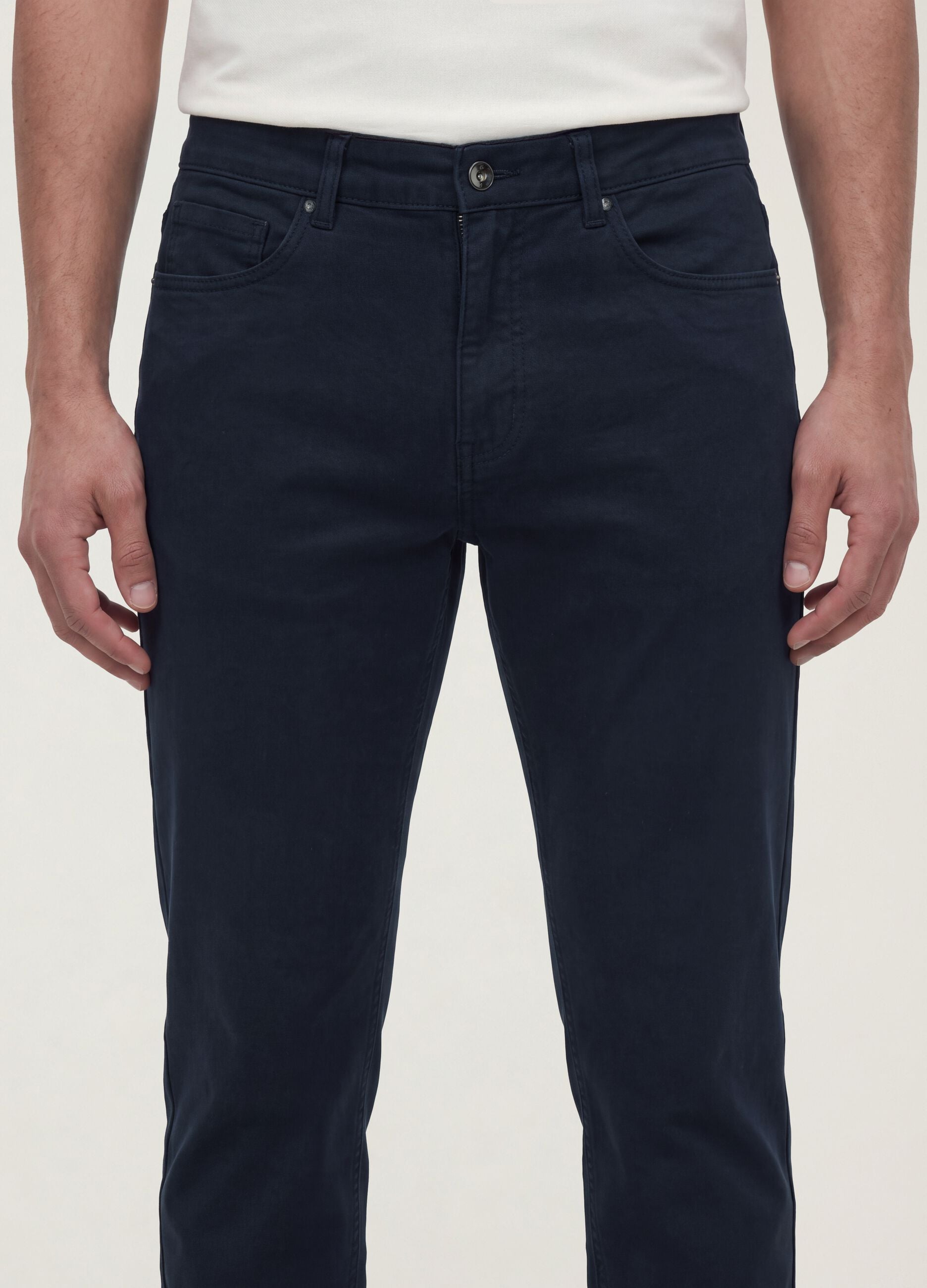 Blue slim-fit stretch cotton twill trousers
