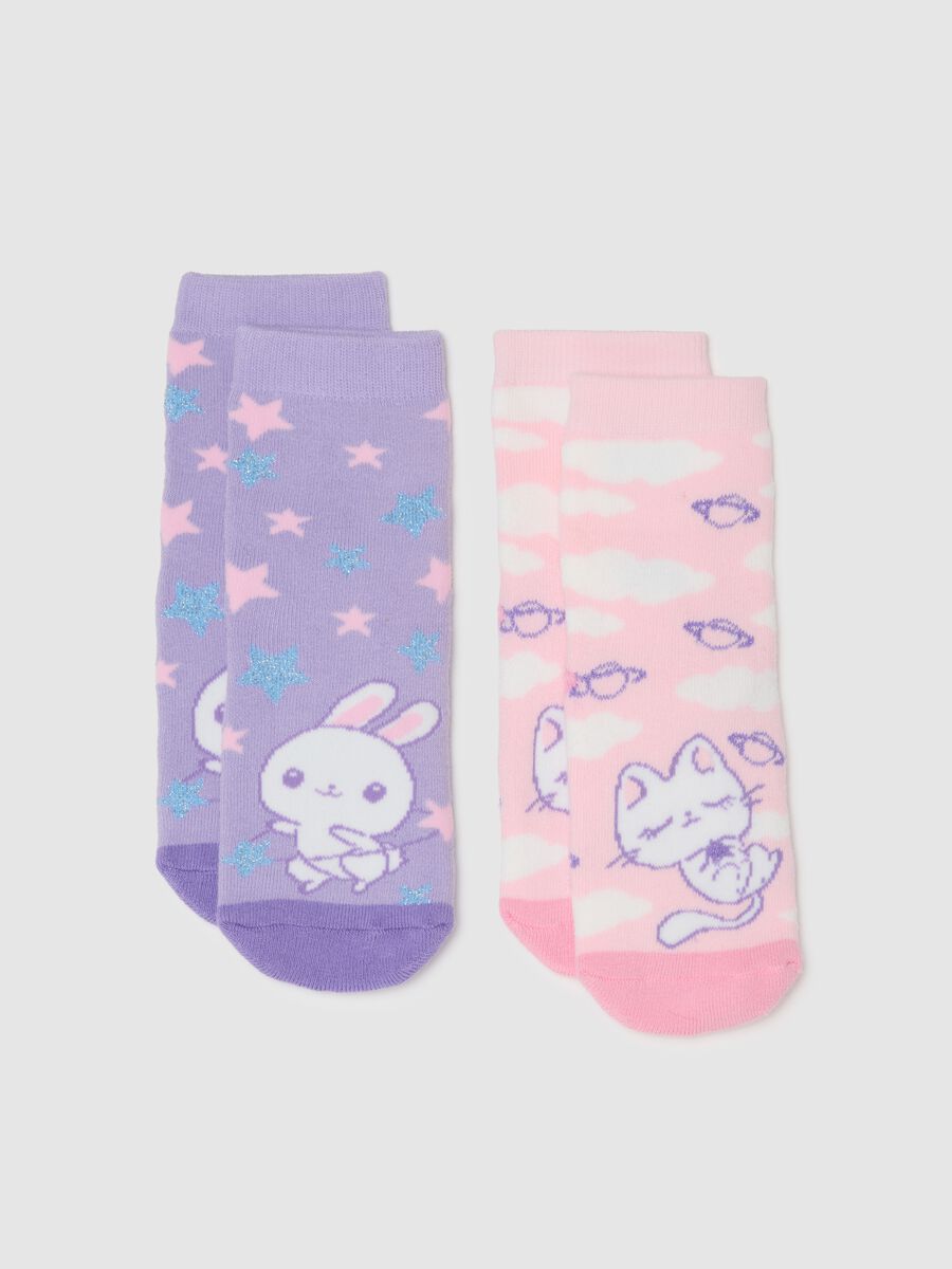 Bipack di calzini da bambina in misto cotone multicolor_0