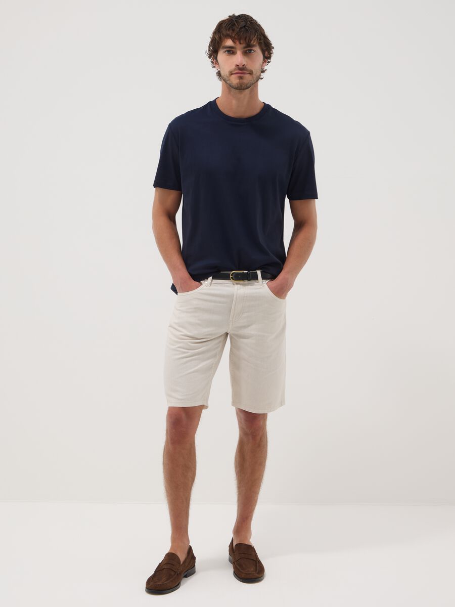 T-shirt blu in puro cotone mercerizzato slim fit_2