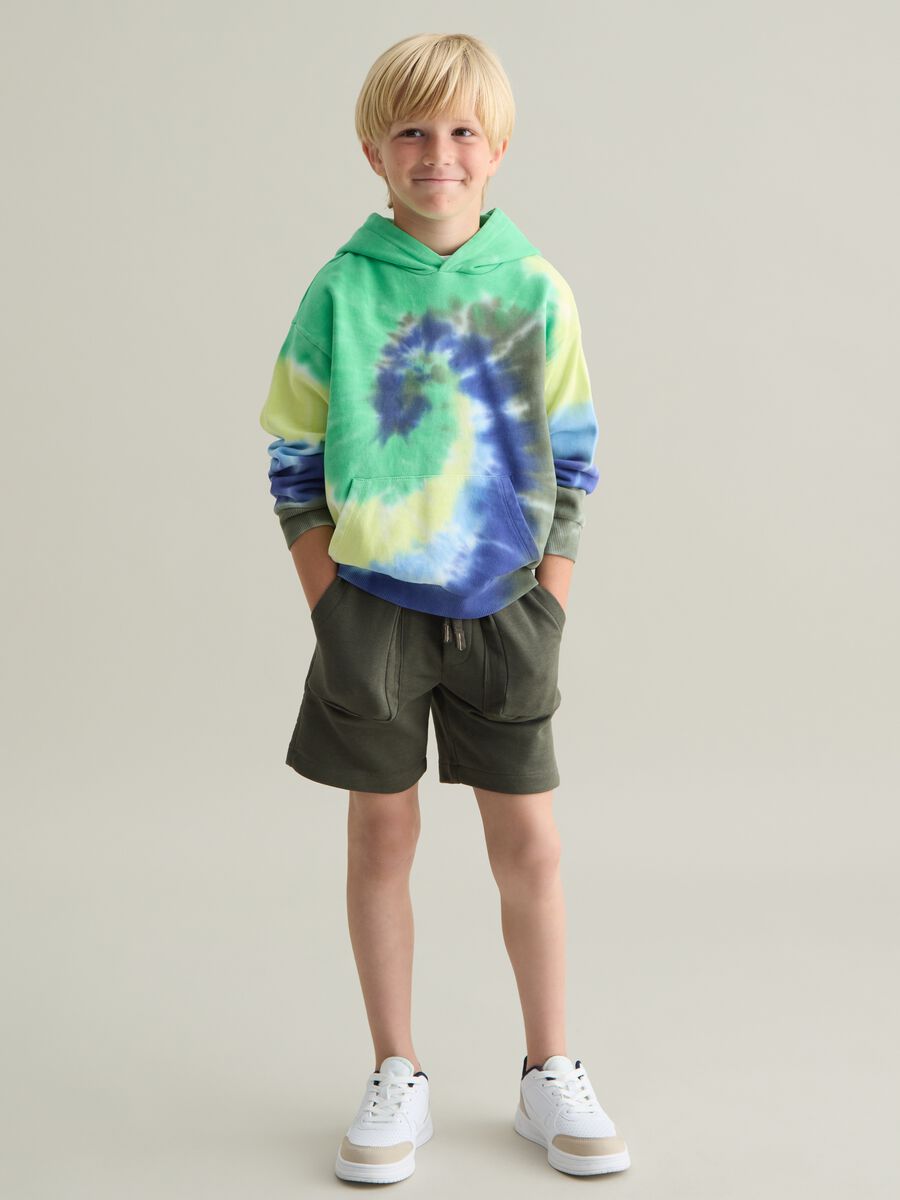 Green cargo shorts in French terry_0