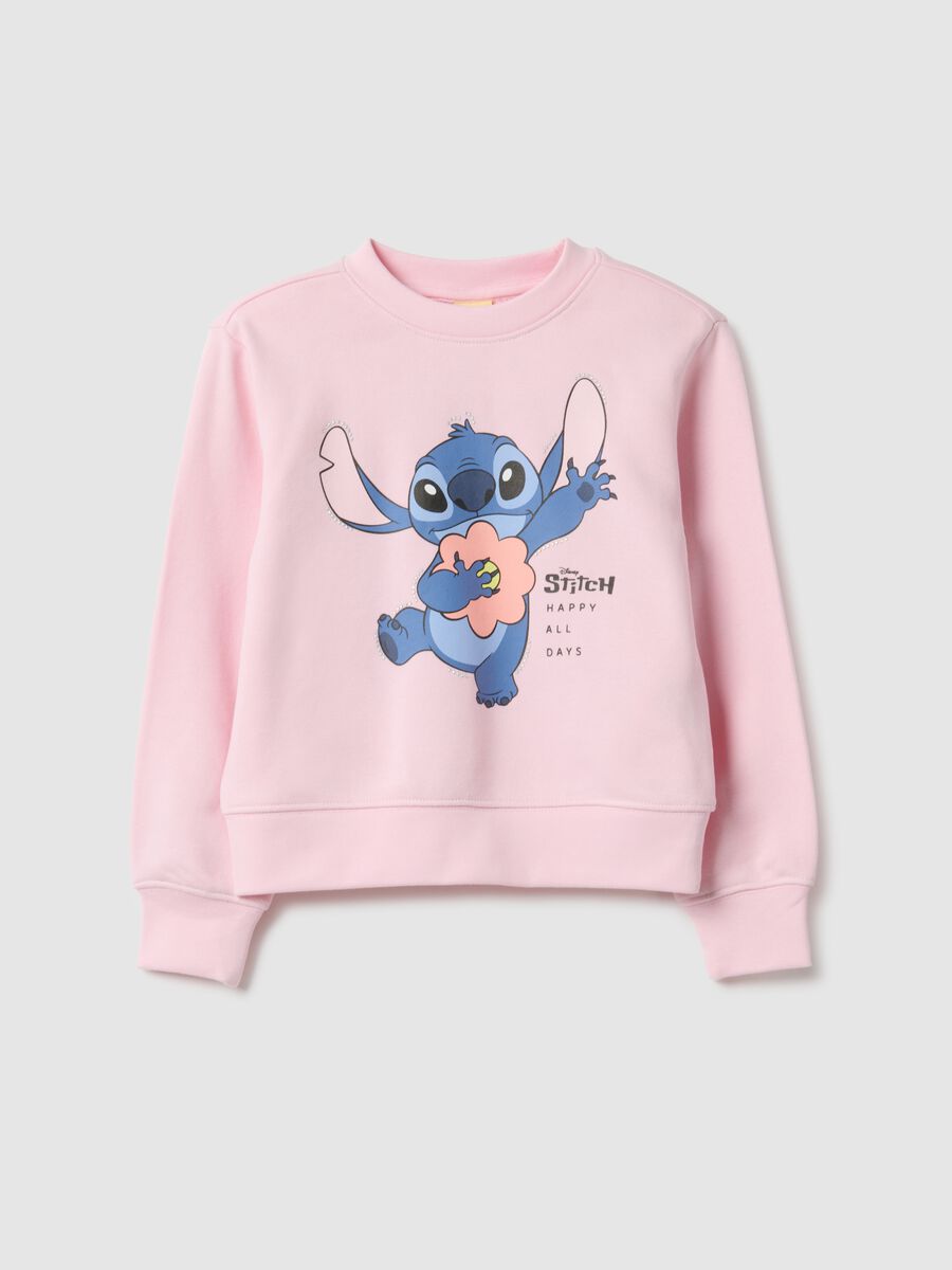 Pink Disney Print Regular Fit Cotton Blend Sweatshirt for Girls_0