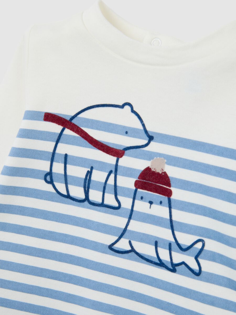 Multicolour striped pure cotton baby bodysuit_2