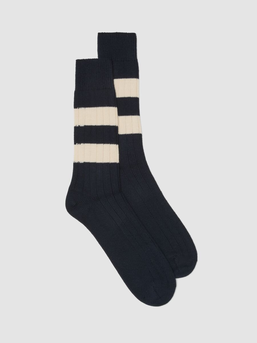 Calze da tennis in misto cotone elasticizzato blu con righe_0