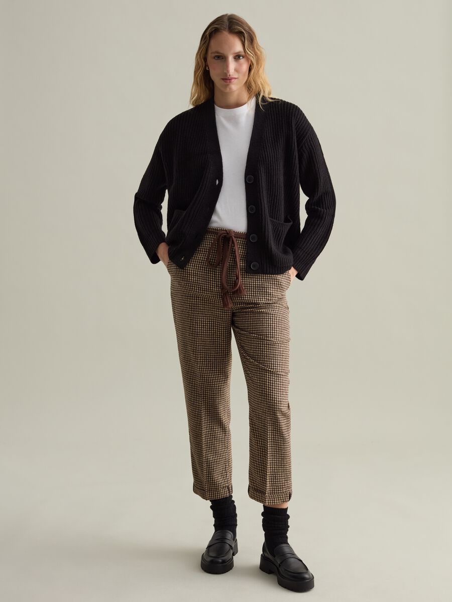 Ribbed oversized cardigan with V neck_1