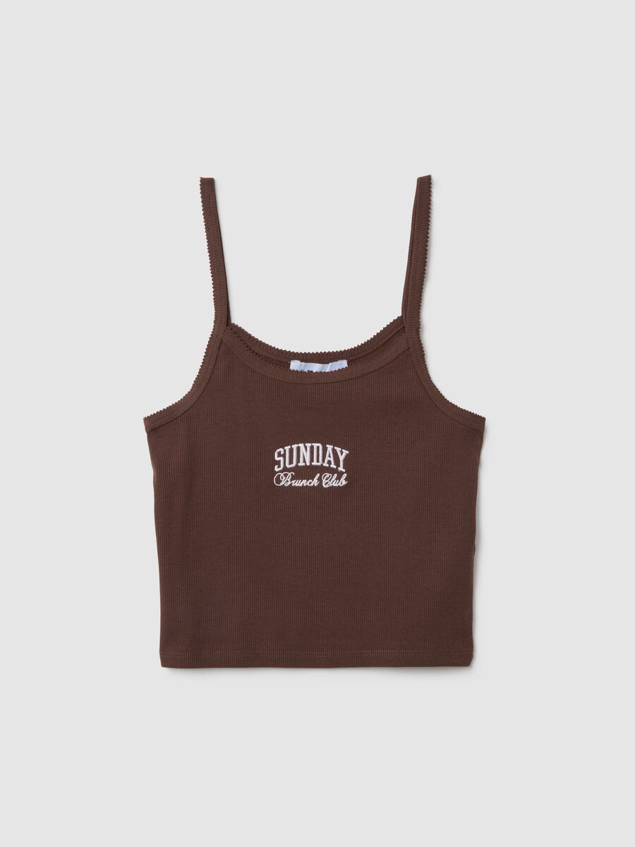 Women's brown regular fit cotton blend top_0