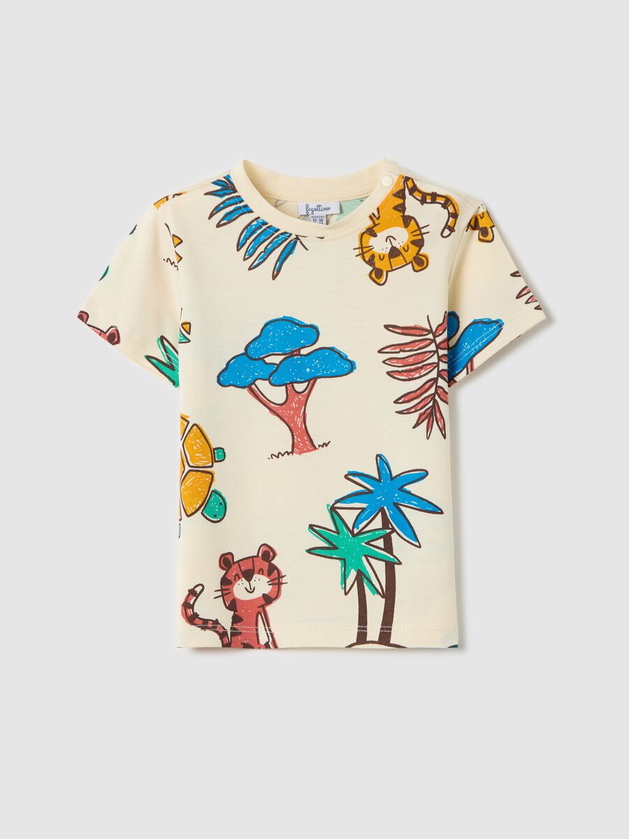 White cotton T-shirt with print_0