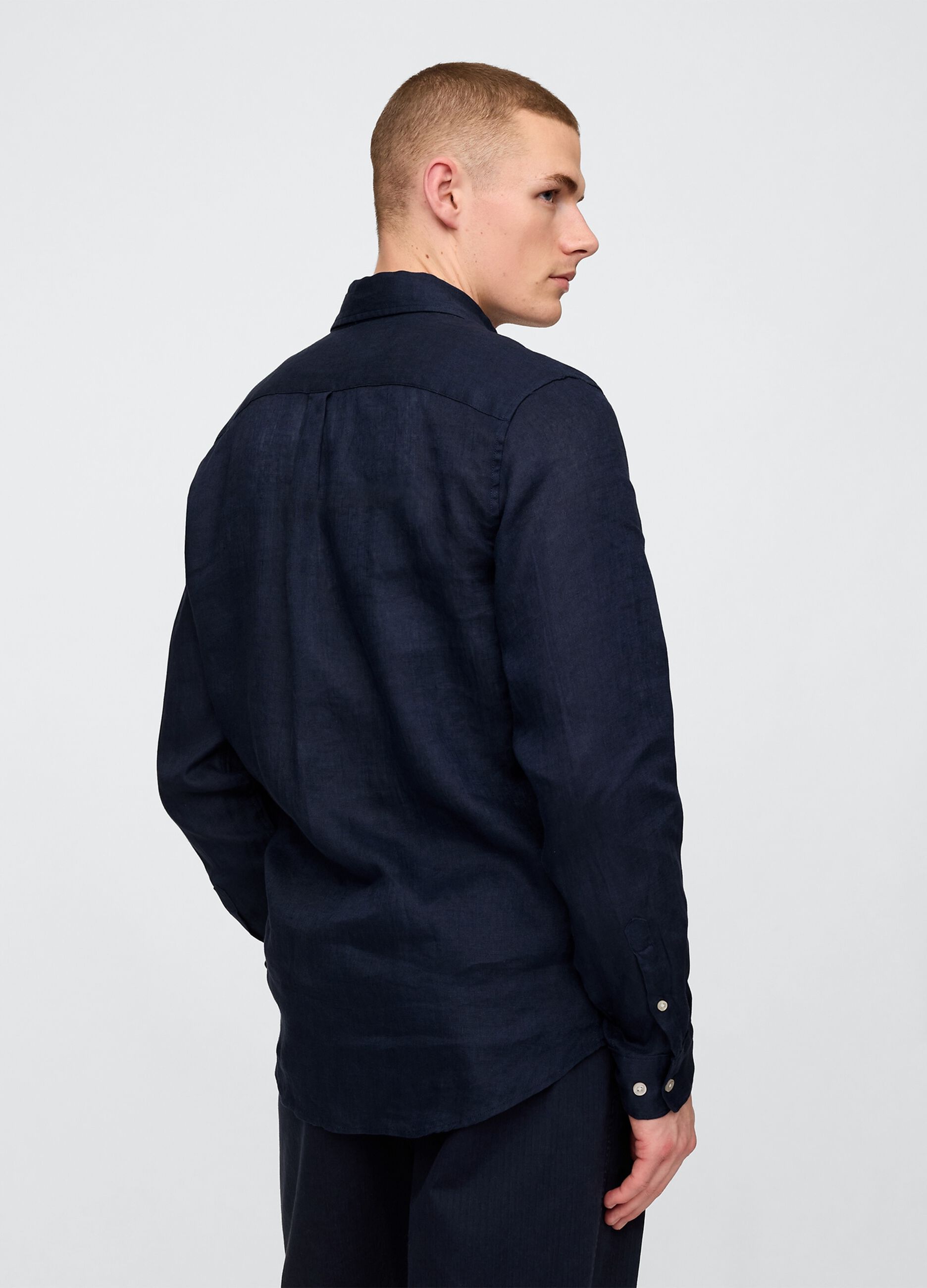 Dark Blue Linen Shirt Gap
