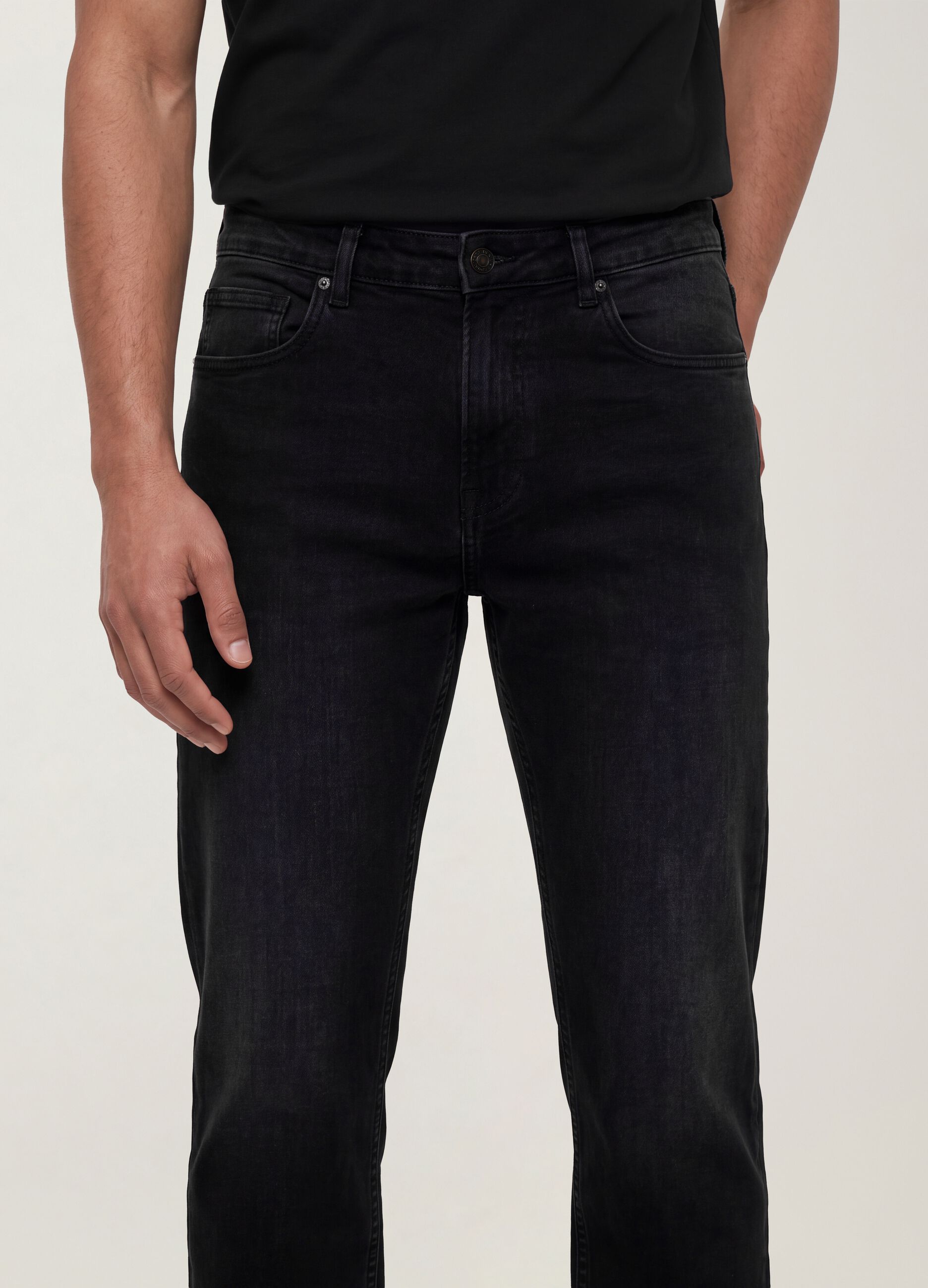 Black stretch cotton comfort-fit jeans