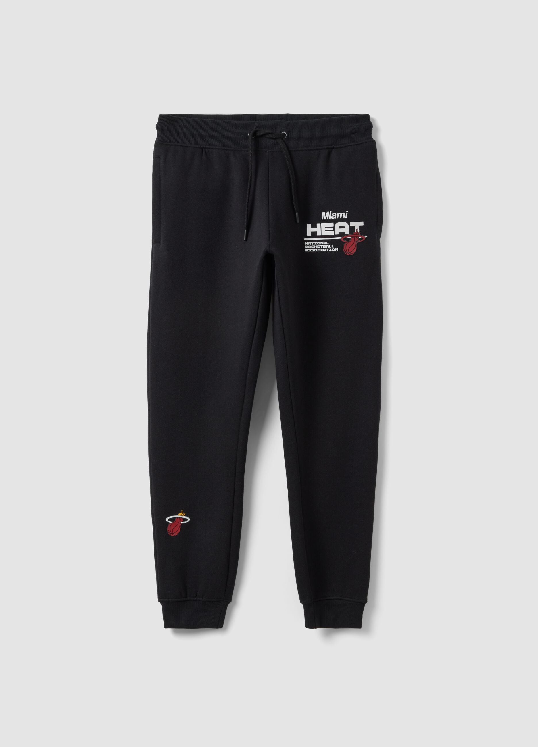 Pantaloni sportivi neri in misto cotone con stampa Miami Heat