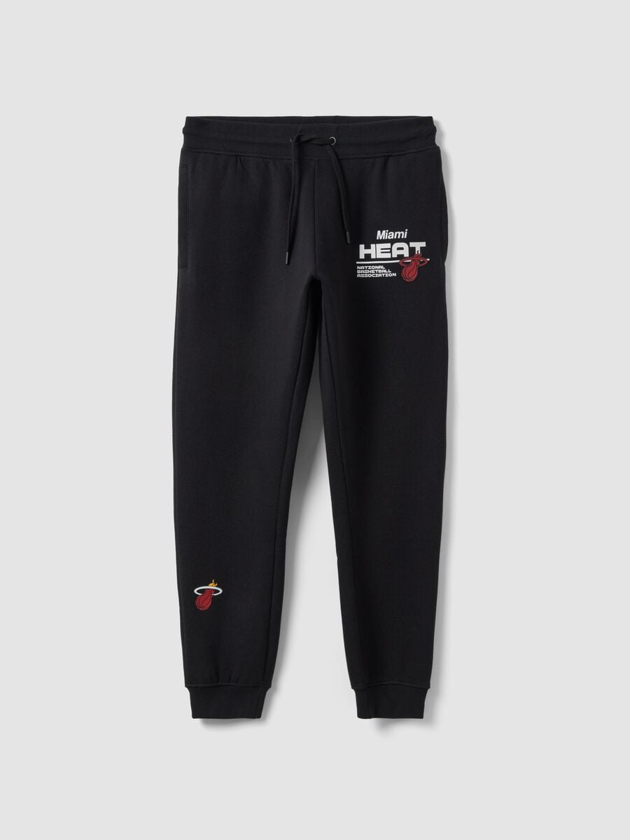 Pantaloni sportivi neri in misto cotone con stampa Miami Heat_0