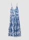 Blue and white pure viscose maxi dress with floral print_4