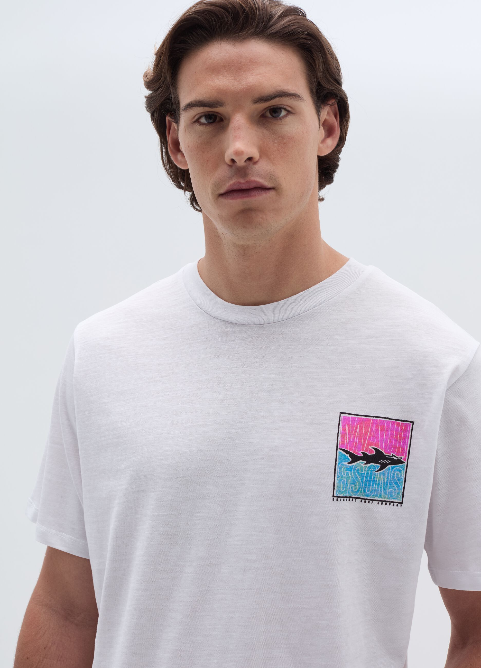 Slub jersey T-shirt with logo print with shark