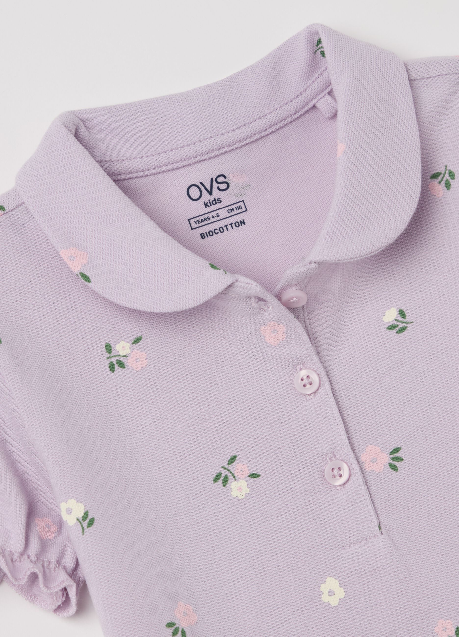 Organic cotton polo shirt with print