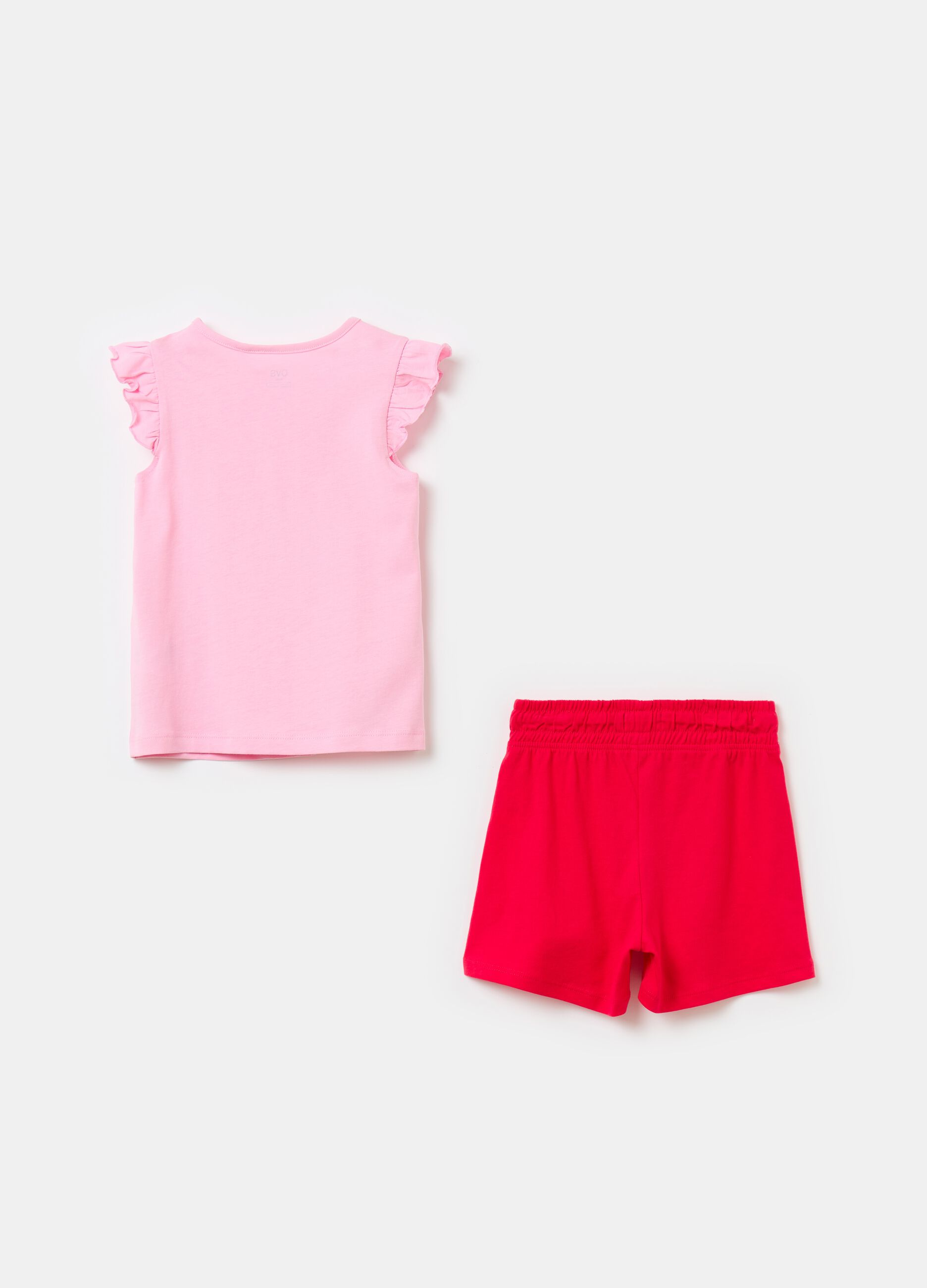 Sleeveless T-shirt with print and shorts set