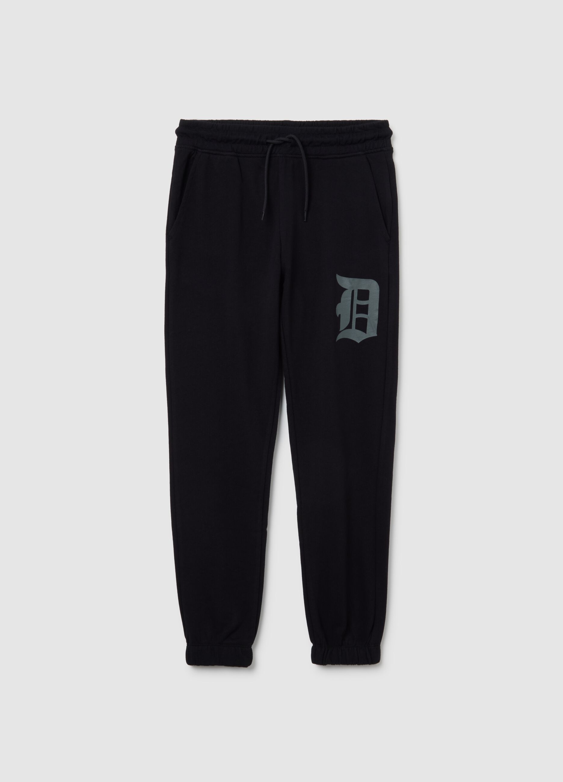 Black cotton joggers for boys