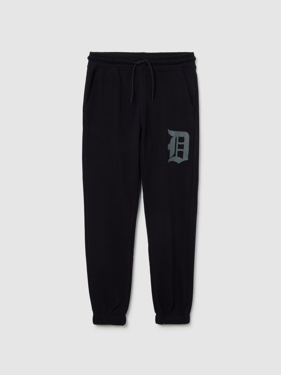 Jogger da ragazzo in puro cotone nero regular fit_0