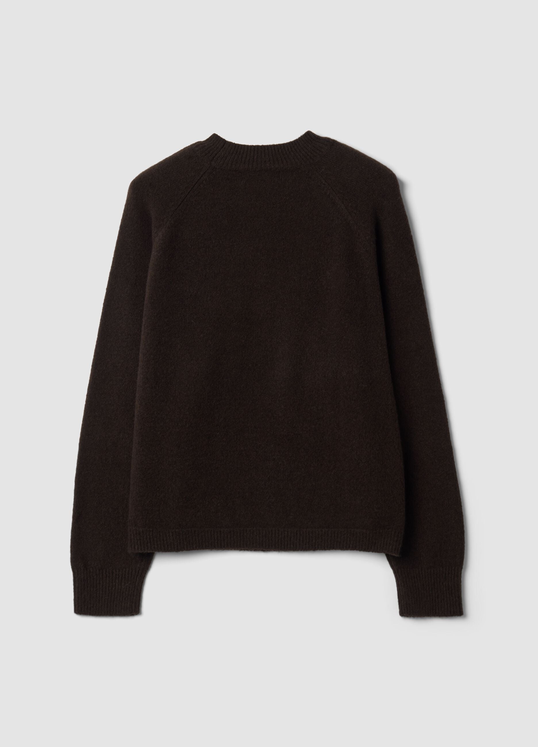 Brown stretchy viscose crew-neck top
