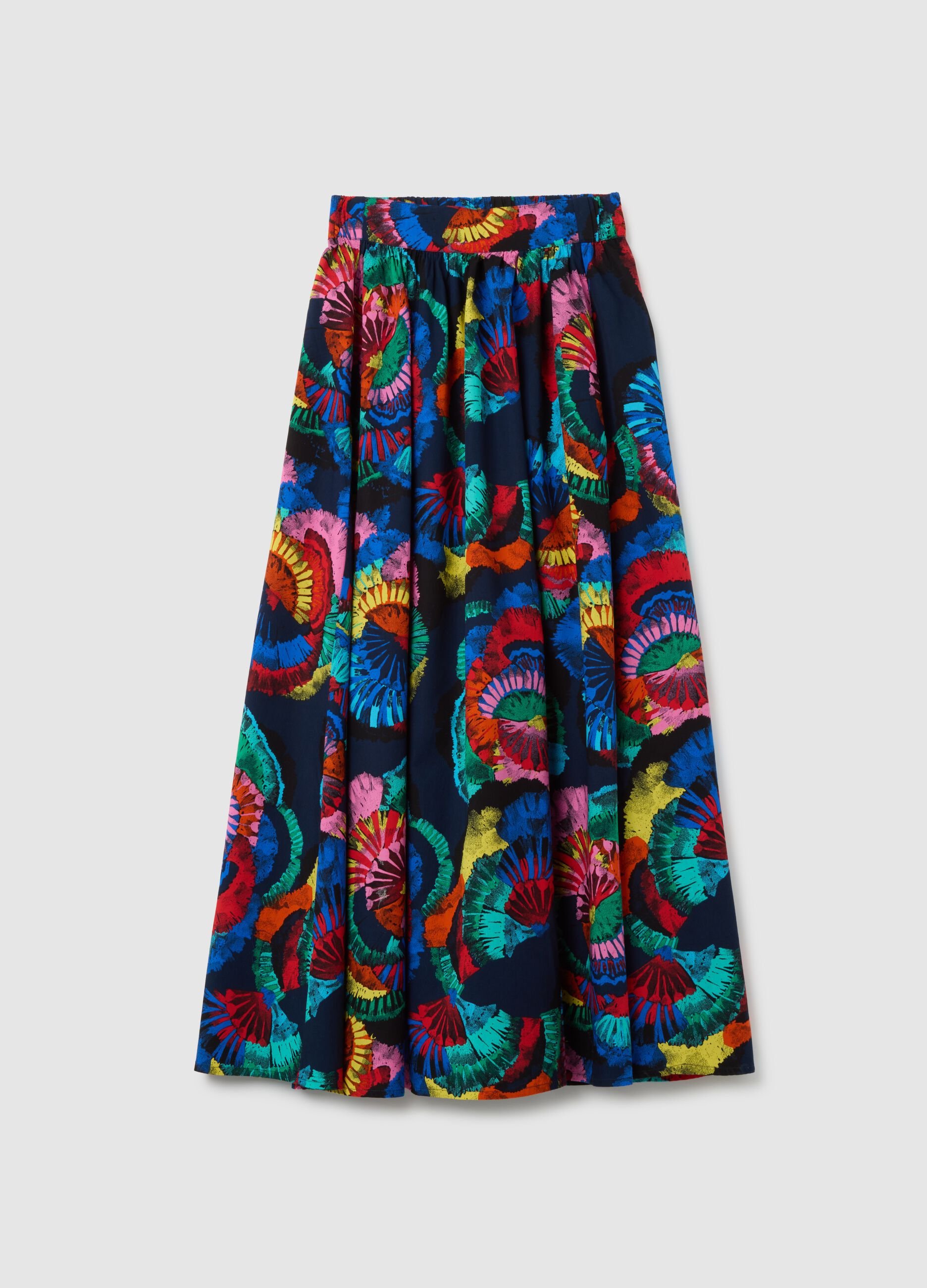 Gonna lunga da donna in puro cotone multicolor regular fit