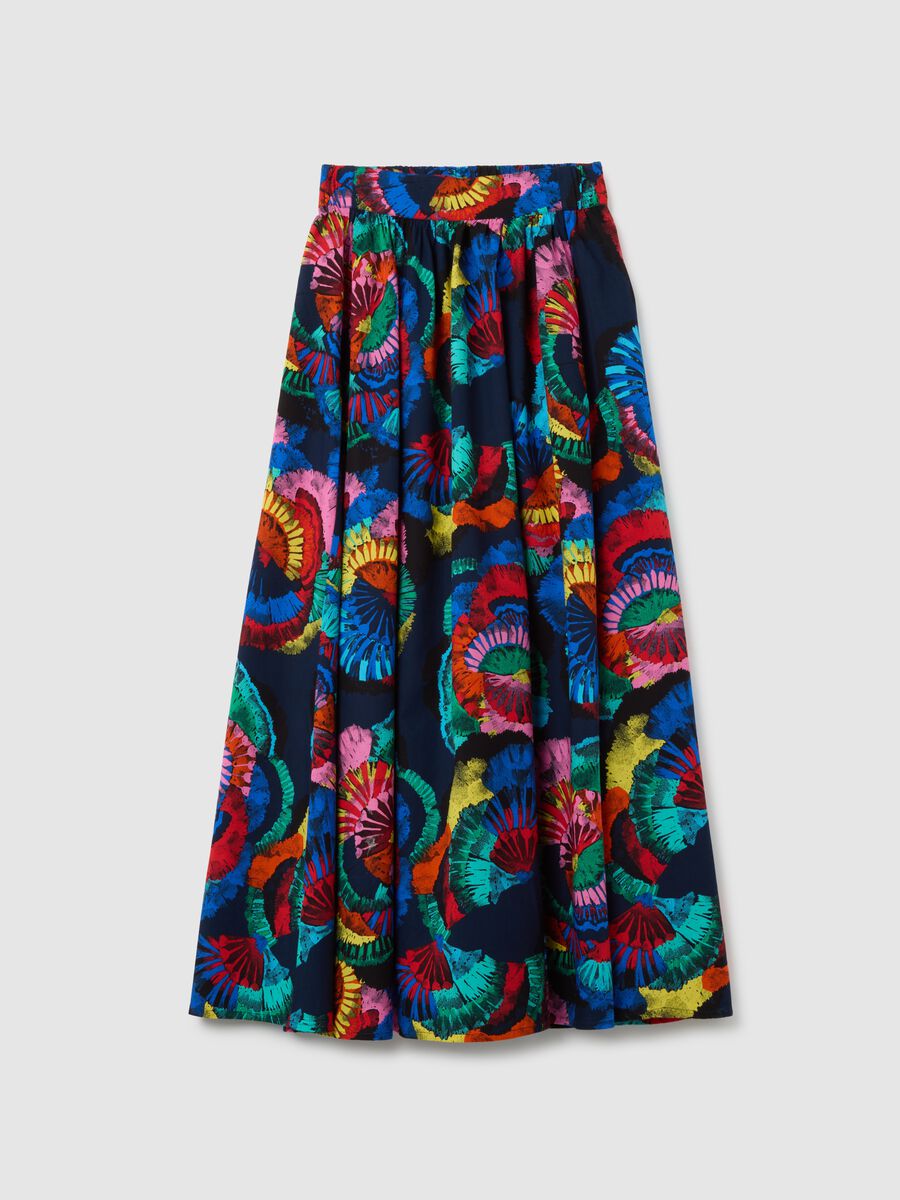 Women's long skirt in pure cotton multicolour regular fit_4