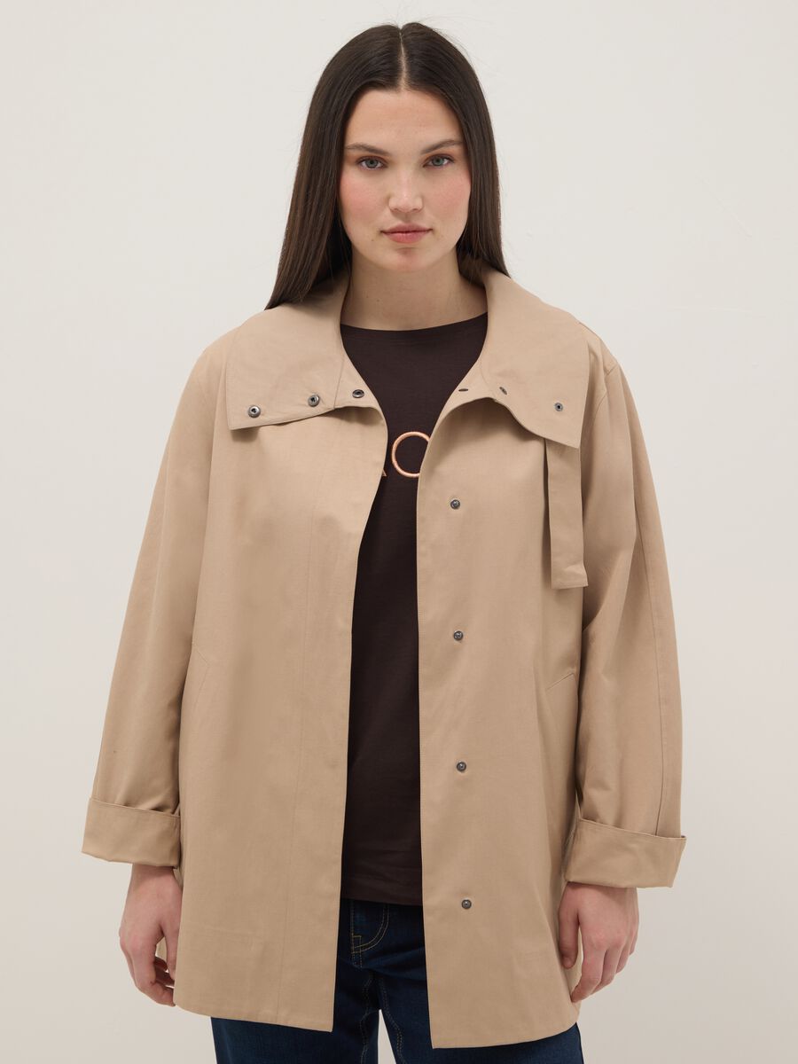 Giacca in misto cotone beige oversize fit_0