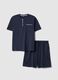 Regular fit short blue cotton pyjamas with Henley collar_4