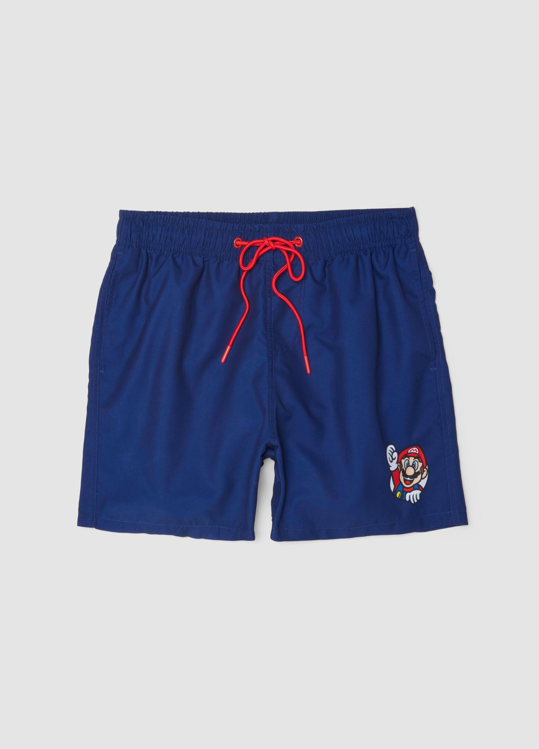 Blue Beach Boxers with Super Mario Print