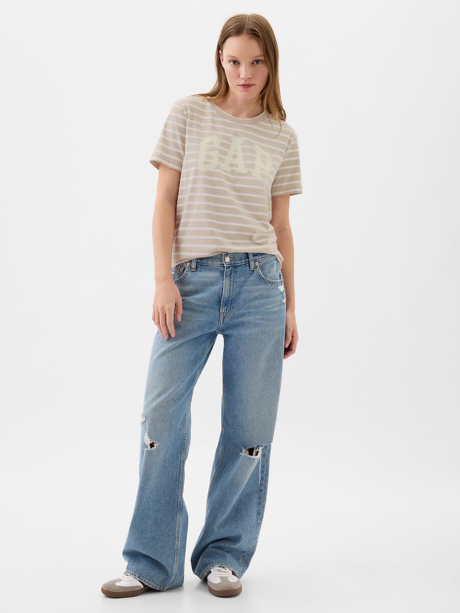 Striped T-shirt with logo print_1